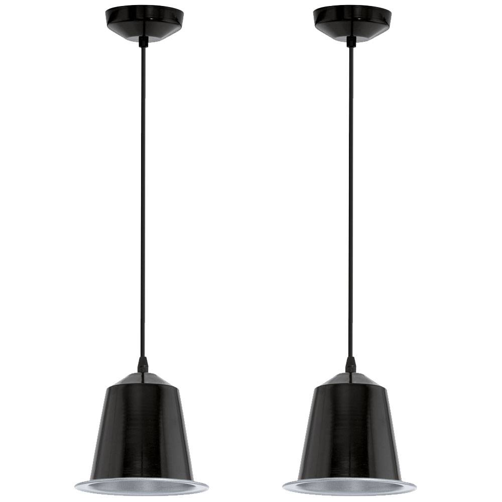 2er Set LED Pendel Hänge Wohnraum Flur Lampe Decken Leuchte schwarz GU10