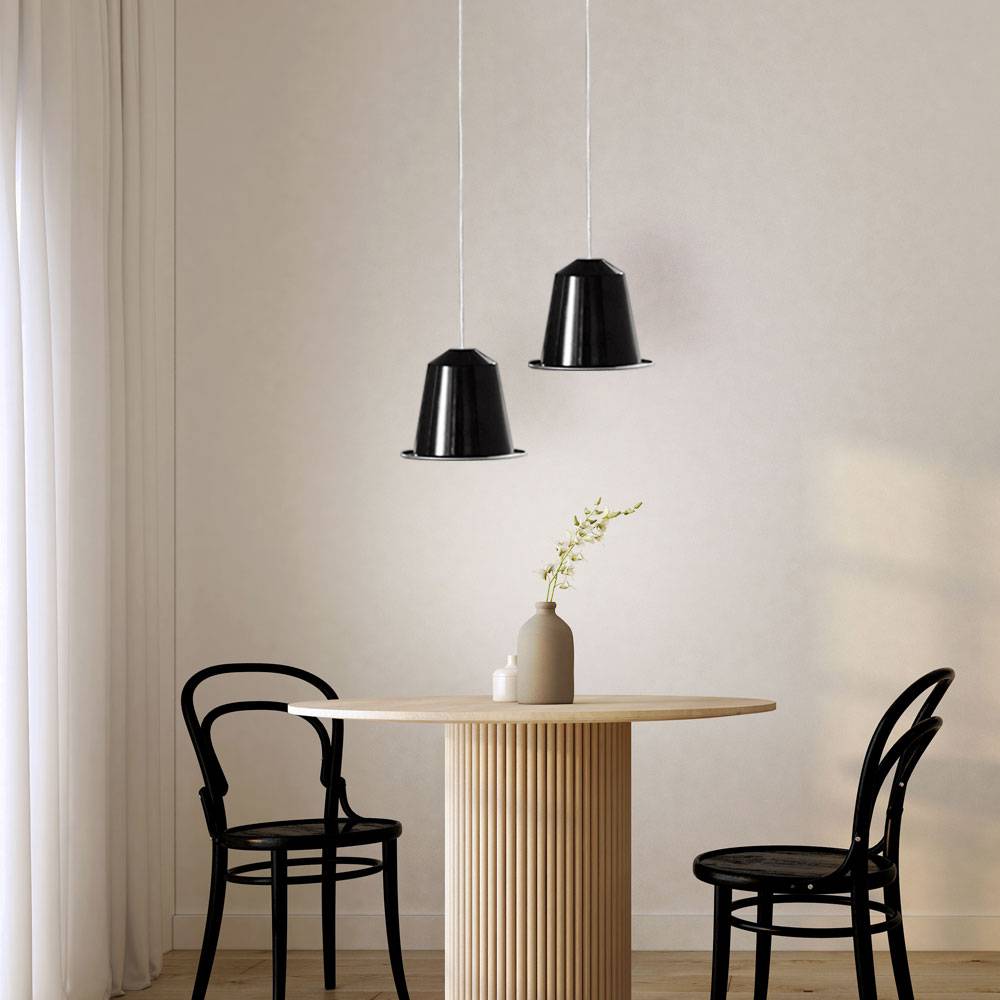 2er Set LED Pendel Hänge Wohnraum Flur Lampe Decken Leuchte schwarz GU10