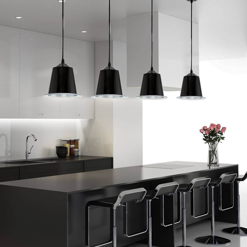 2er Set LED Pendel Hänge Wohnraum Flur Lampe Decken Leuchte schwarz GU10