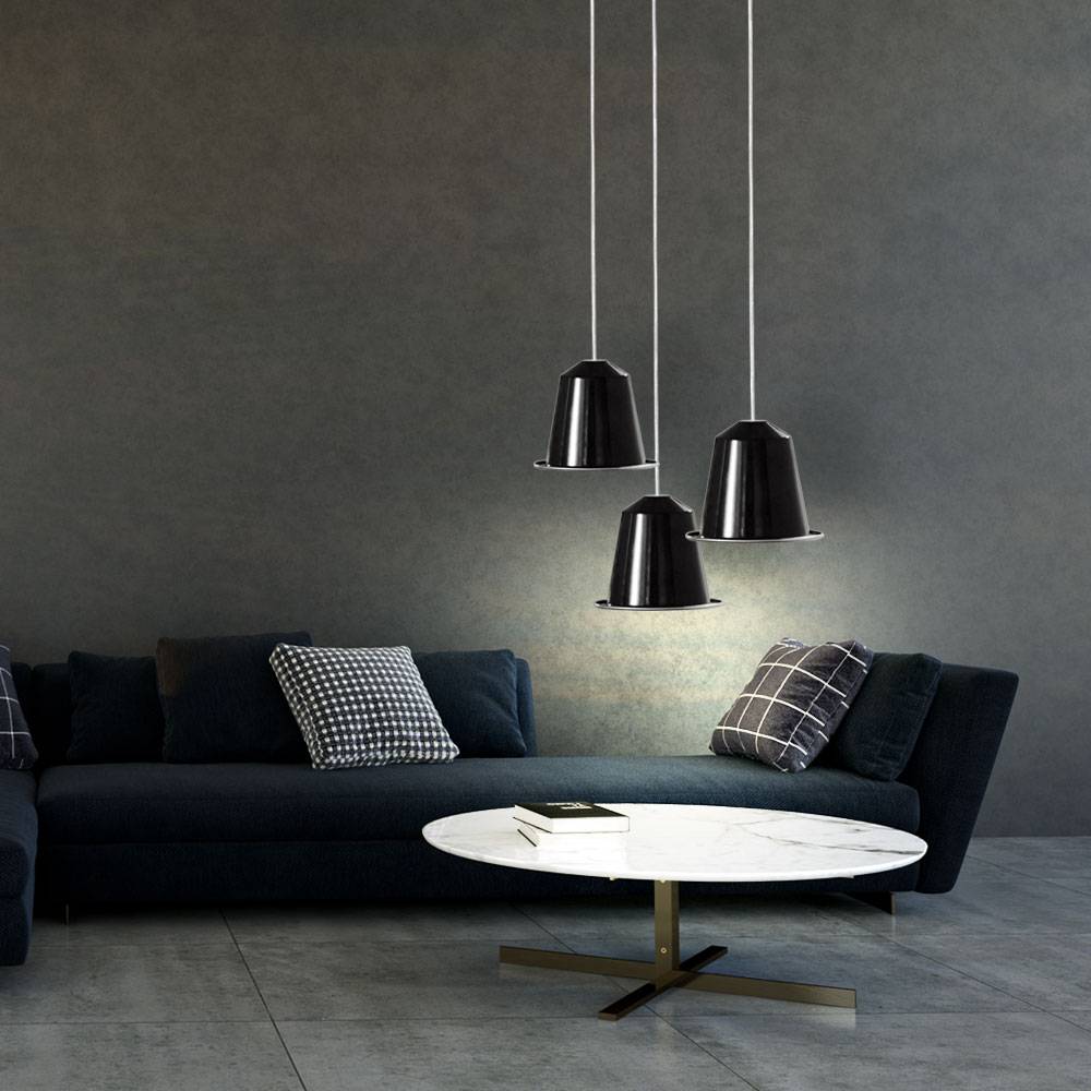 2er Set LED Pendel Hänge Wohnraum Flur Lampe Decken Leuchte schwarz GU10