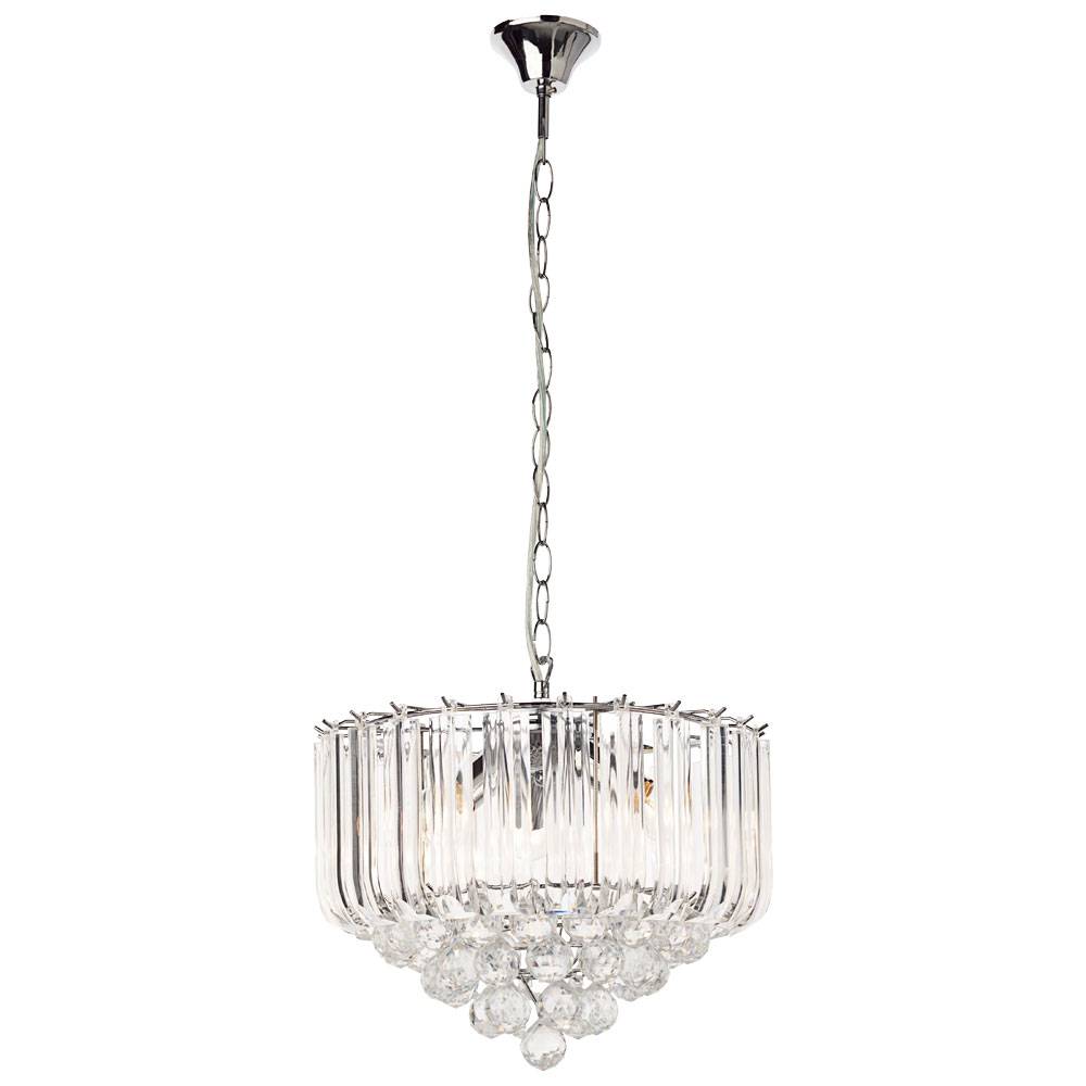 Hängeleuchte Kristalle Kronleuchter Kristallleuchte Hängelampe mit Fernbedienung dimmbar, verchromt, 4x 4,8W 470Lm warmweiß, DxH 35x90 cm