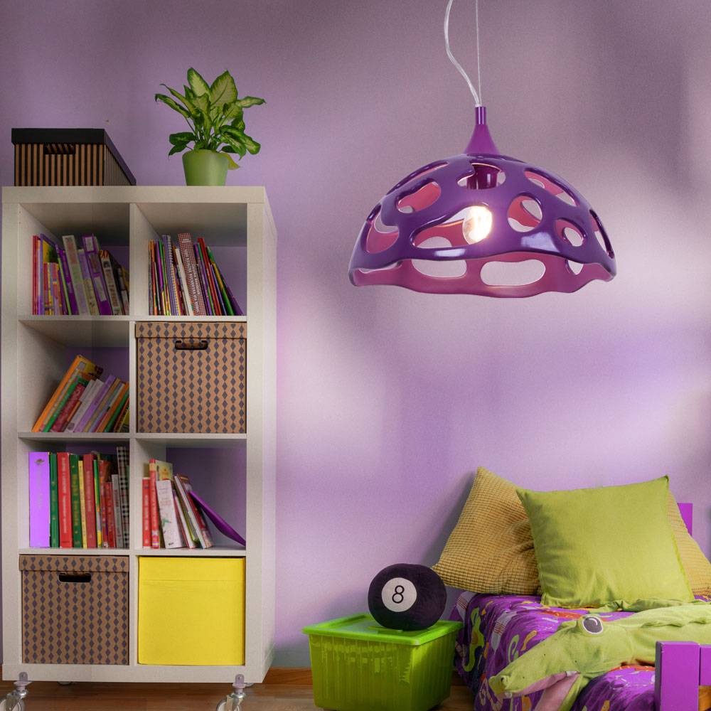 Pendellampe LED Hängeleuchte Esstischlampe purple Küchenlampe, Kunststoff lila, 7W 560lm warmweiß, DxH 38x110 cm