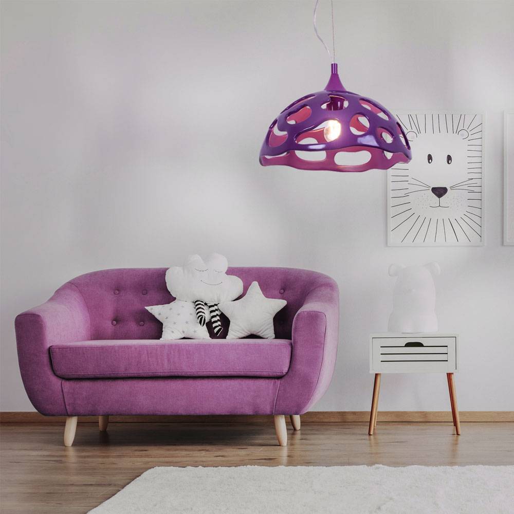 Pendellampe LED Hängeleuchte Esstischlampe purple Küchenlampe, Kunststoff lila, 7W 560lm warmweiß, DxH 38x110 cm