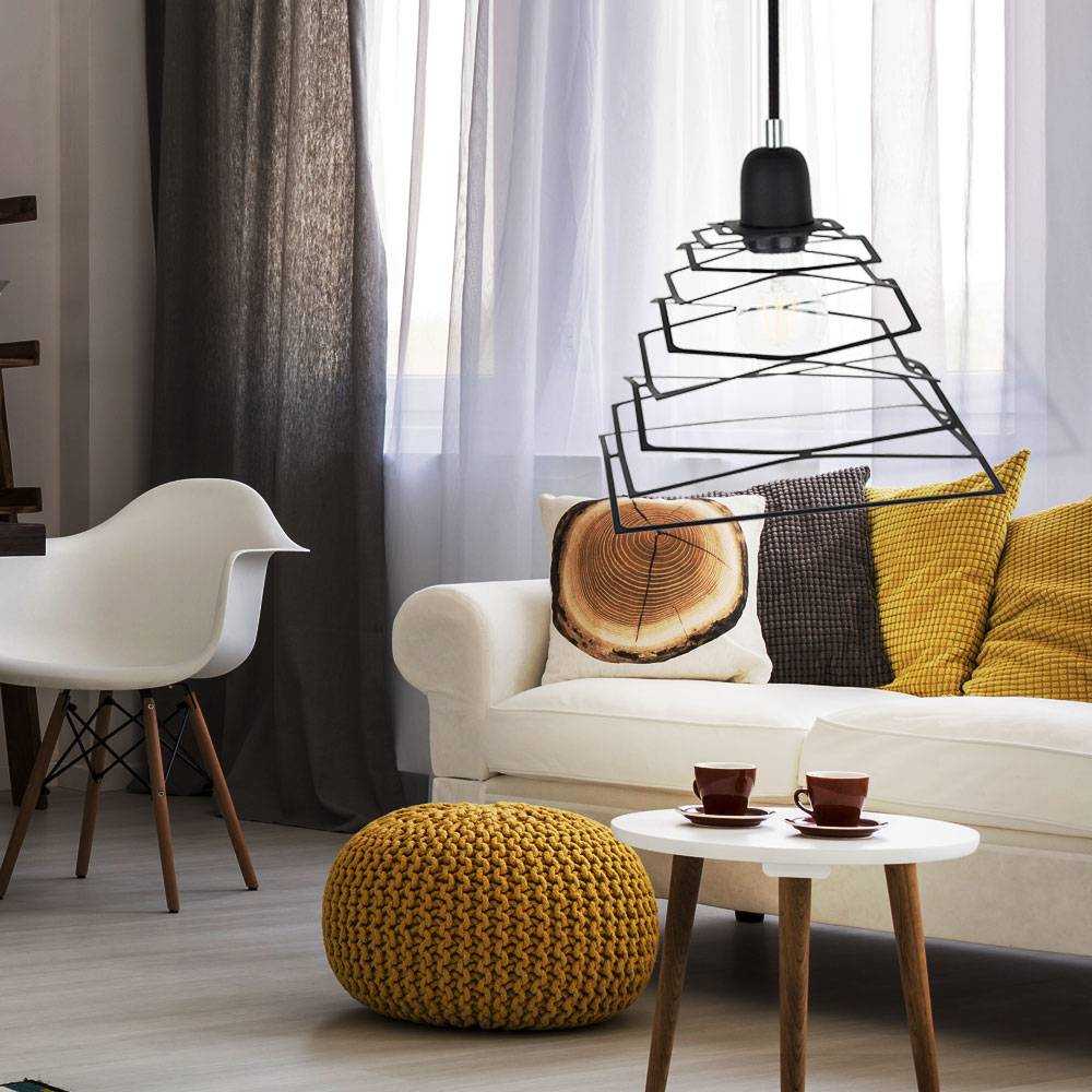 Pendellampe Pendelleuchte Hängeleuchte Hängelampe Esszimmerleuchte, Fernbedienung dimmbar Farbwechsler, LED 7W 470Lm warmweiß, LxBxH 24x24x120cm