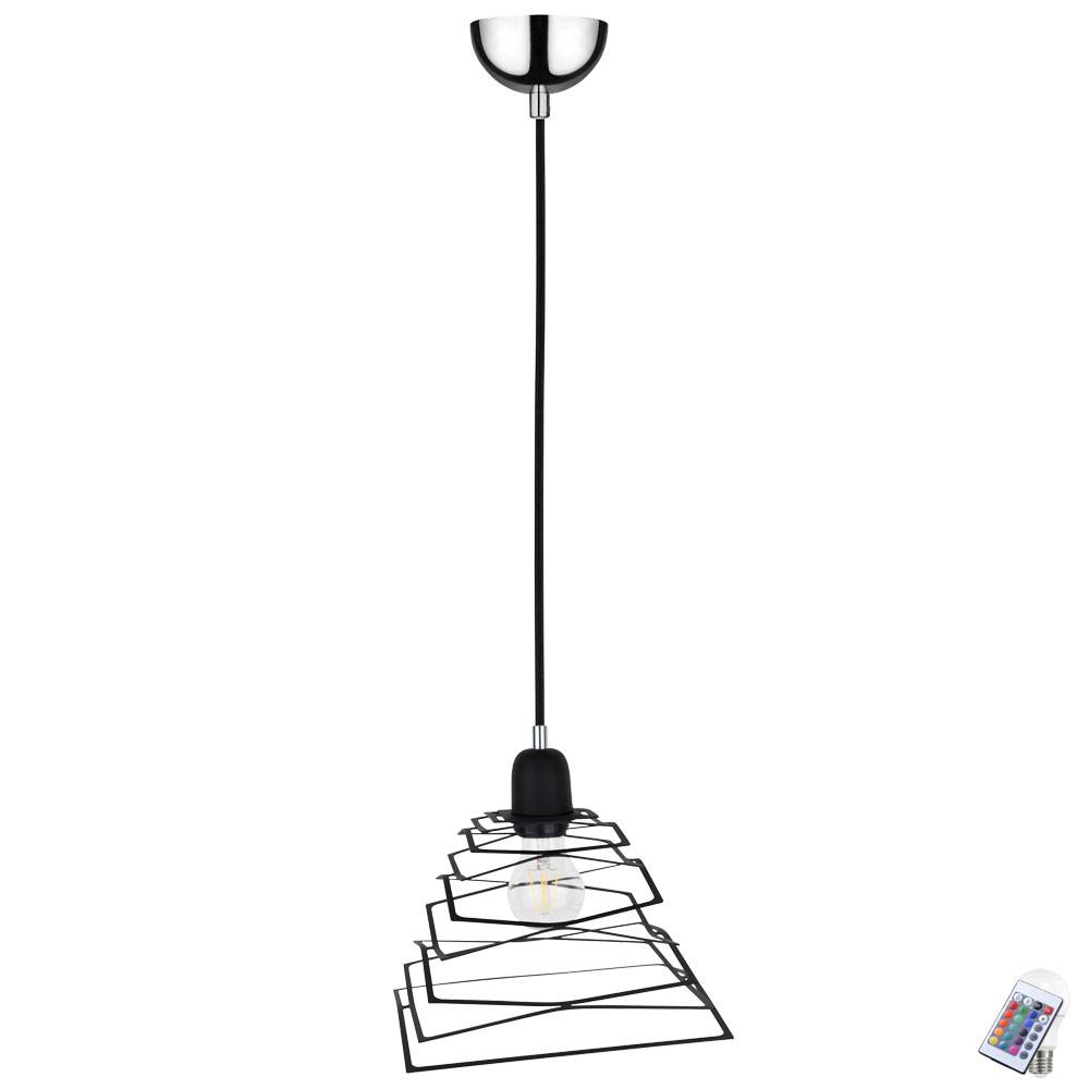 Pendellampe Pendelleuchte Hängeleuchte Hängelampe Esszimmerleuchte, Fernbedienung dimmbar Farbwechsler, LED 7W 470Lm warmweiß, LxBxH 24x24x120cm