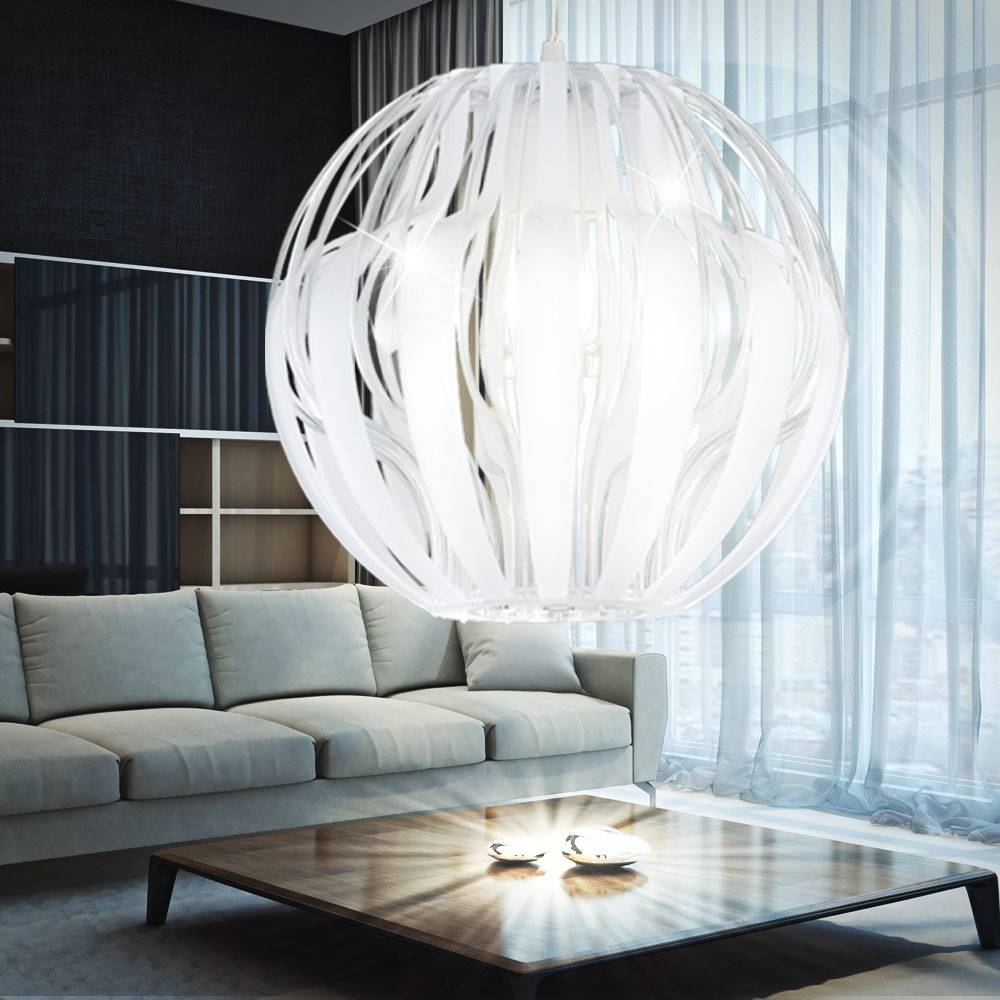 Pendelleuchte Pendellampe Hängeleuchte Esstischlampe, Höheverstellbar, dimmbar, Fernbedienung, transparent weiß, 1x RGB LED 7W 470Lm 3000K, DxH 30x