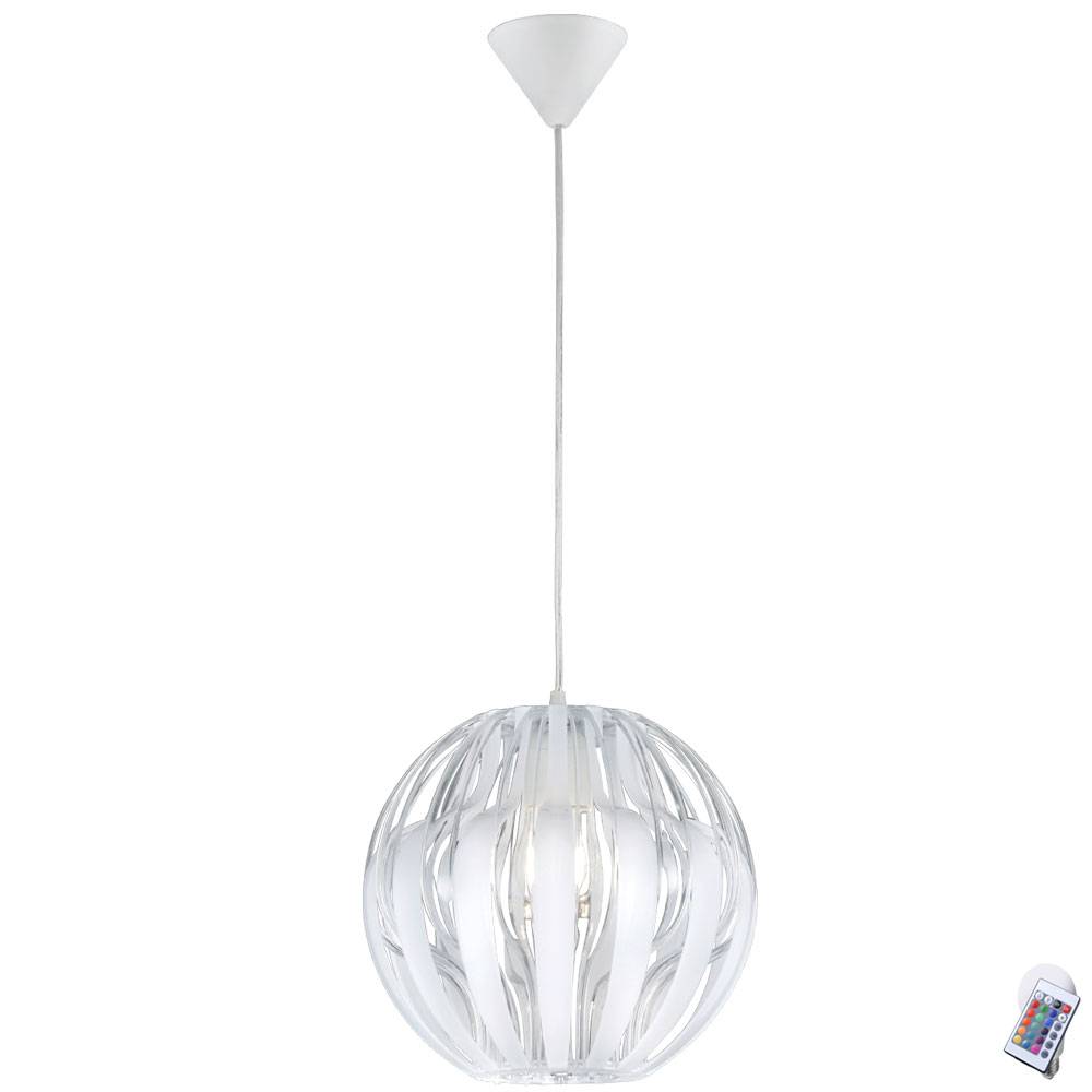Pendelleuchte Pendellampe Hängeleuchte Esstischlampe, Höheverstellbar, dimmbar, Fernbedienung, transparent weiß, 1x RGB LED 7W 470Lm 3000K, DxH 30x