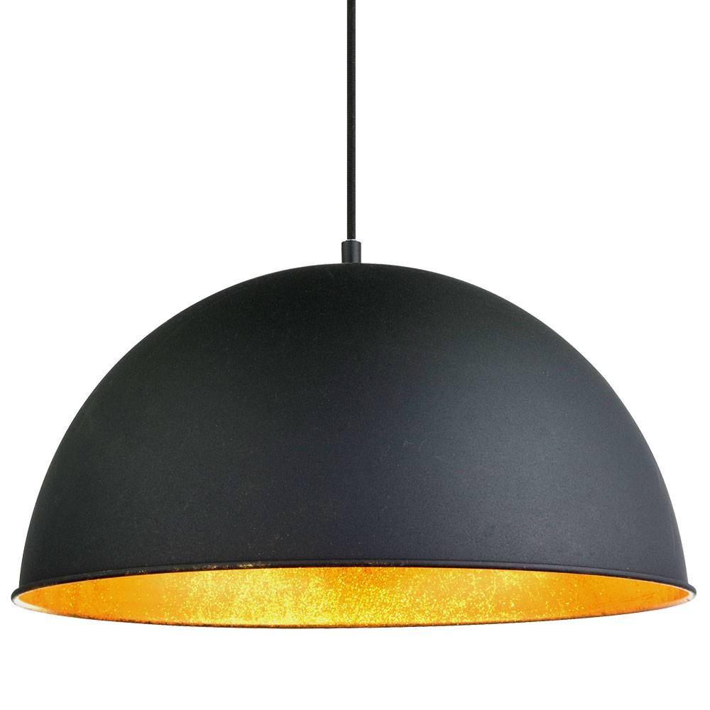 Hängelampe Hängeleuchte Pendelleuchte Esszimmerlampe Schirmleuchte, Metall schwarz goldfarben, 1x E27 Fassung, DxH 41x120cm