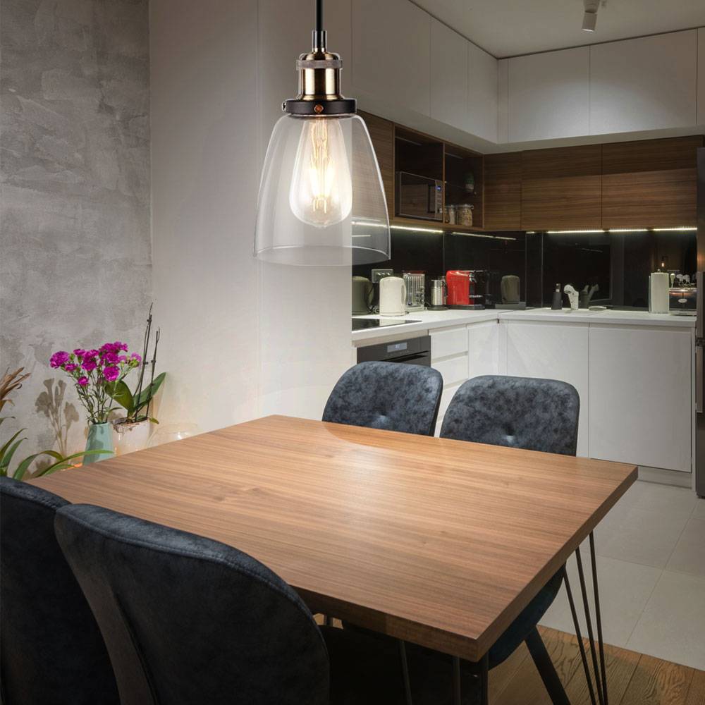 3er Set Pendel Hänge Leuchten Schlaf Gäste Zimmer Glas Decken Lampen klar