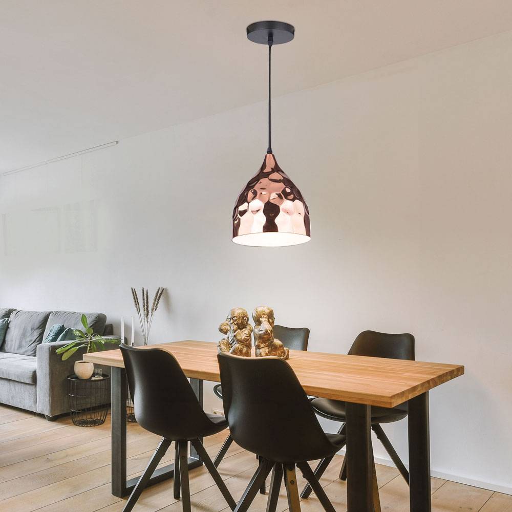 Vintage Pendel Lampe Hänge Flur Decken Fluter Hammerschlag Optik im Set inklusive LED Leuchtmittel