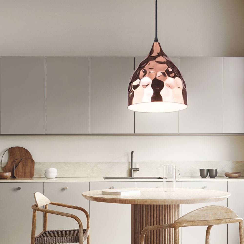 Vintage Pendel Lampe Hänge Flur Decken Fluter Hammerschlag Optik im Set inklusive LED Leuchtmittel