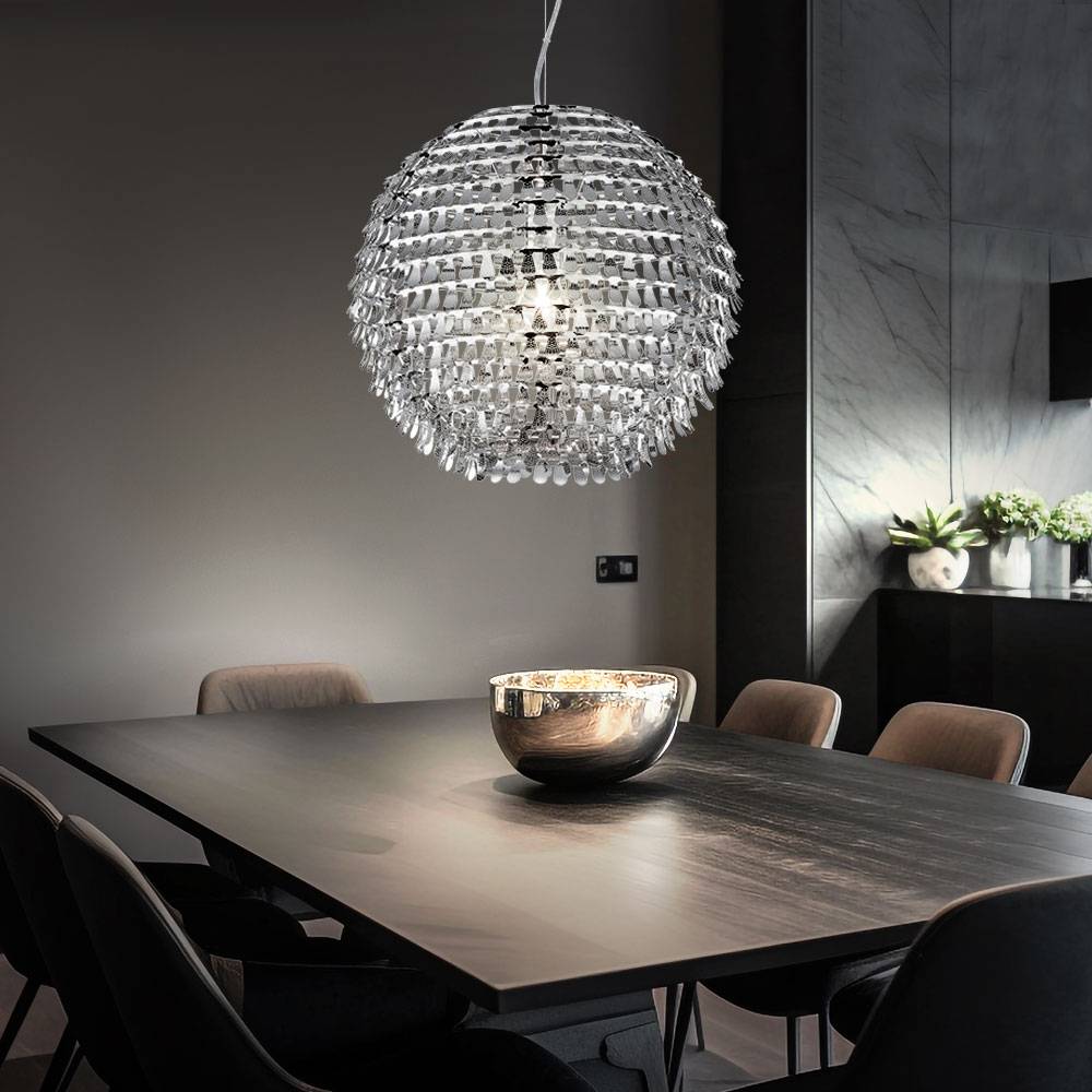 Hängeleuchte Kugeln Kugelleuchte chrom Designleuchte hängend, Metall, 1x LED 11W 1055Lm warmweiß, DxH 30x150 cm