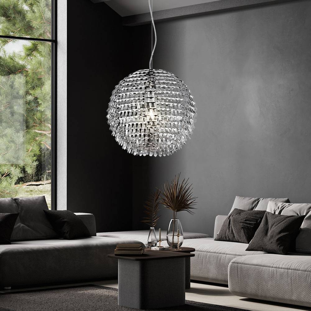 Hängeleuchte Kugeln Kugelleuchte chrom Designleuchte hängend, Metall, 1x LED 11W 1055Lm warmweiß, DxH 30x150 cm