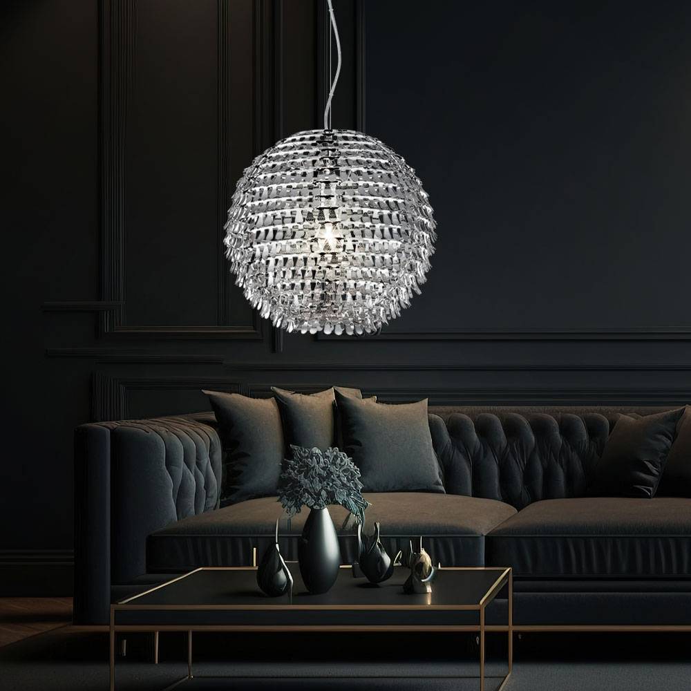 Hängeleuchte Kugeln Kugelleuchte chrom Designleuchte hängend, Metall, 1x LED 11W 1055Lm warmweiß, DxH 30x150 cm