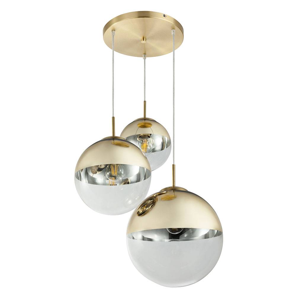 Design Hänge Lampe Decken Leuchte Wohn Zimmer Glas Kugel Strahler gold im Set inkl. LED Leuchtmittel