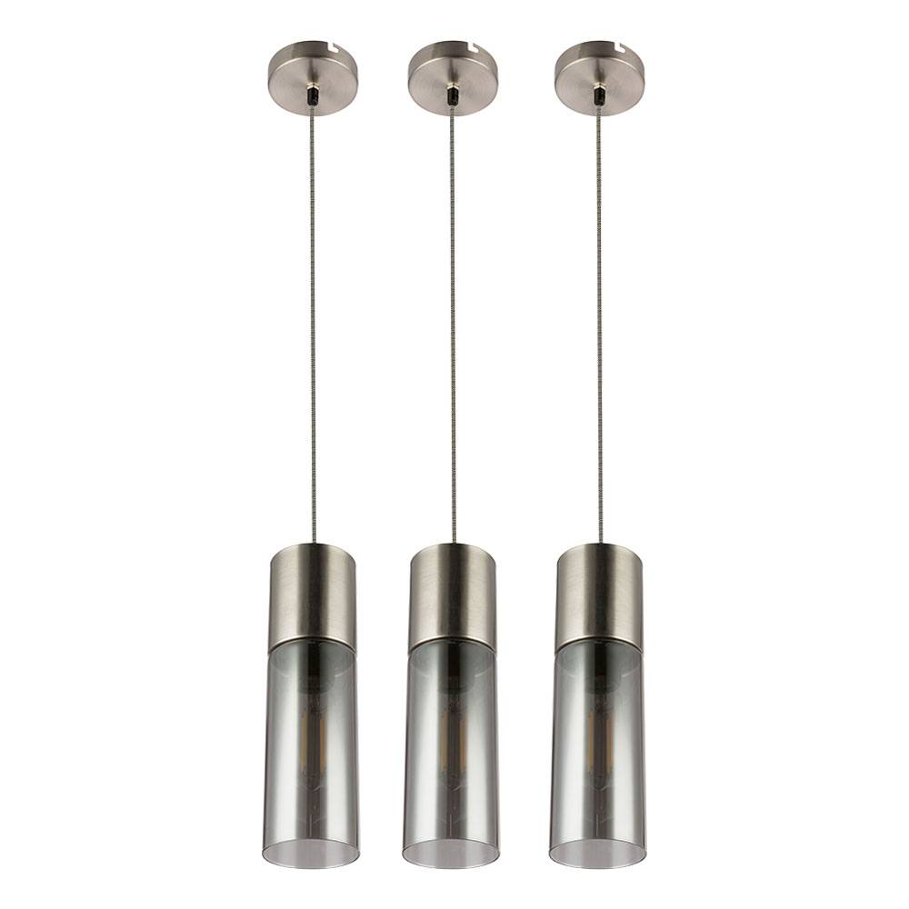 3er Set Pendel Decken Leuchten Wohn Ess Zimmer Glas Hänge Lampen rauch