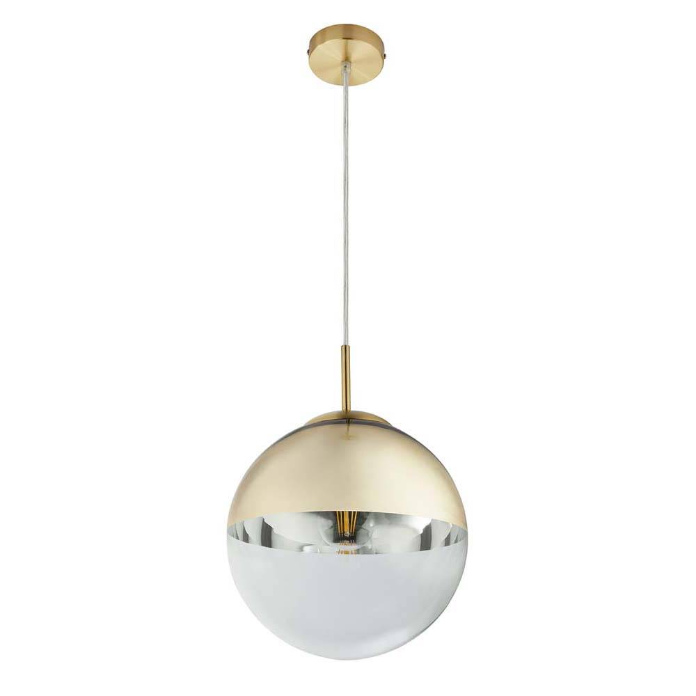 Pendelleuchte Glaskugel Esstischlampe Hängelampe Wohnzimmer, gold, 1x E27, DxH 25x120 cm