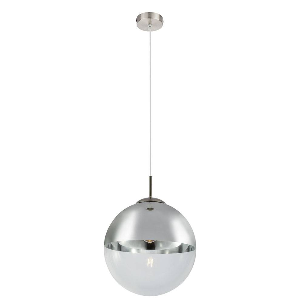 Design Pendel Decken Lampe Kugel Wohn Ess Zimmer Glas Hänge Leuchte silber