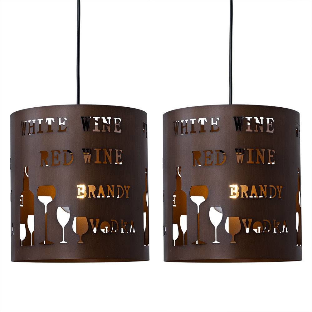 2er Set Pendel Leuchte Decken Hänge Lampe Dekor Muster Ess Wohn Zimmer Strahler Cappuccino