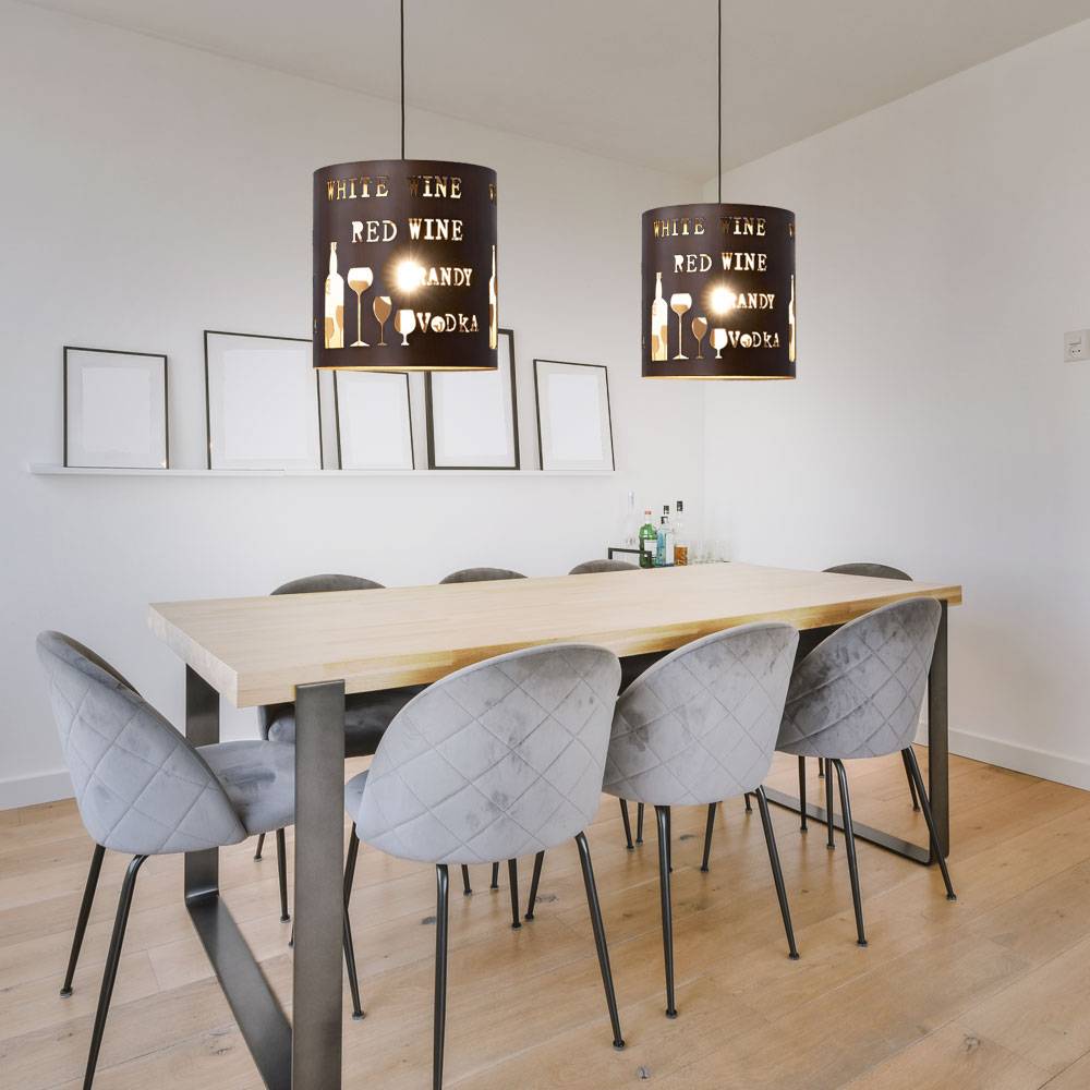 2er Set Pendel Leuchte Decken Hänge Lampe Dekor Muster Ess Wohn Zimmer Strahler Cappuccino