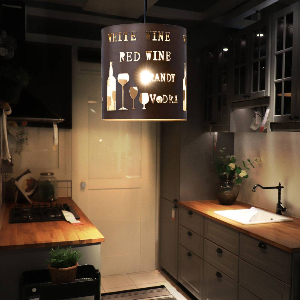 2er Set Pendel Leuchte Decken Hänge Lampe Dekor Muster Ess Wohn Zimmer Strahler Cappuccino