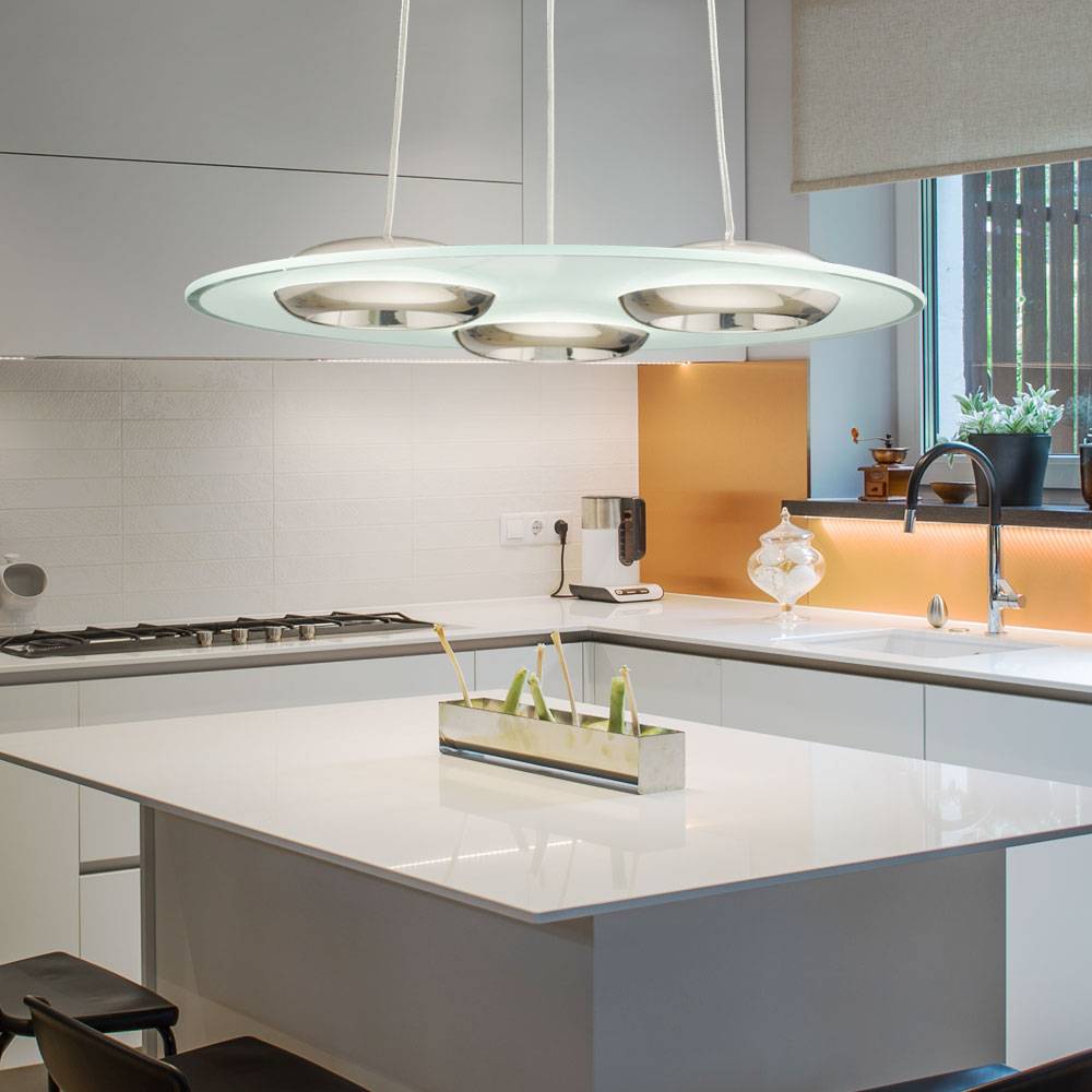 LED Design Hänge Strahler Decken Lampe DIMMBAR Wohn Zimmer Beleuchtung Glas Pendel Leuchte