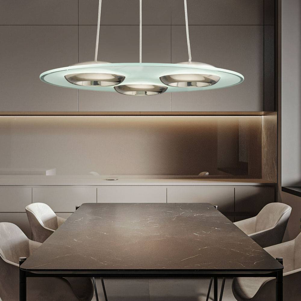 LED Design Hänge Strahler Decken Lampe DIMMBAR Wohn Zimmer Beleuchtung Glas Pendel Leuchte