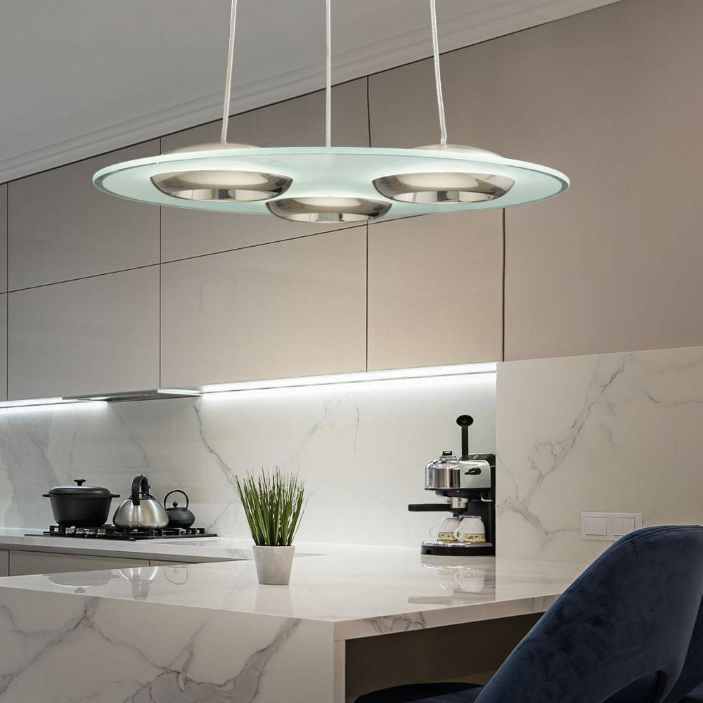 LED Design Hänge Strahler Decken Lampe DIMMBAR Wohn Zimmer Beleuchtung Glas Pendel Leuchte