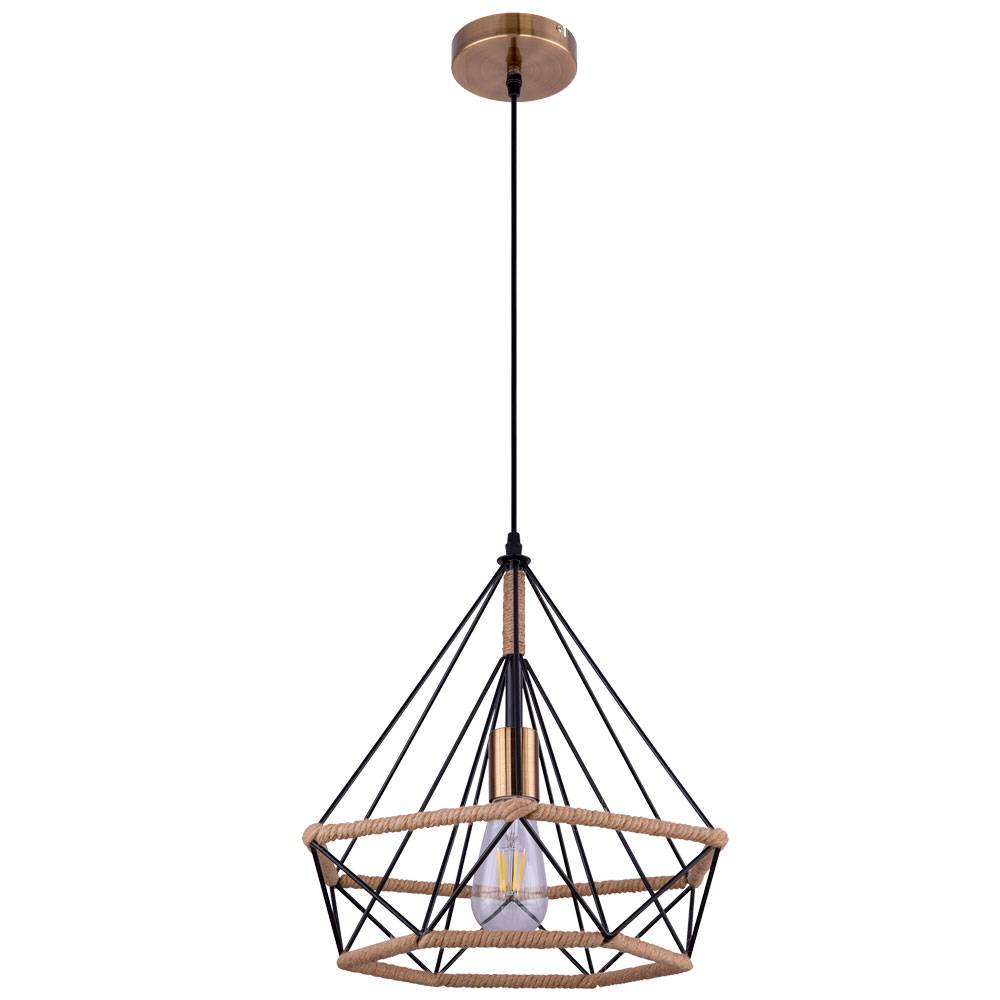 Retro Decken Pendel Strahler Hanfseil Lampe braun Ess Wohn Zimmer Hänge Leuchte