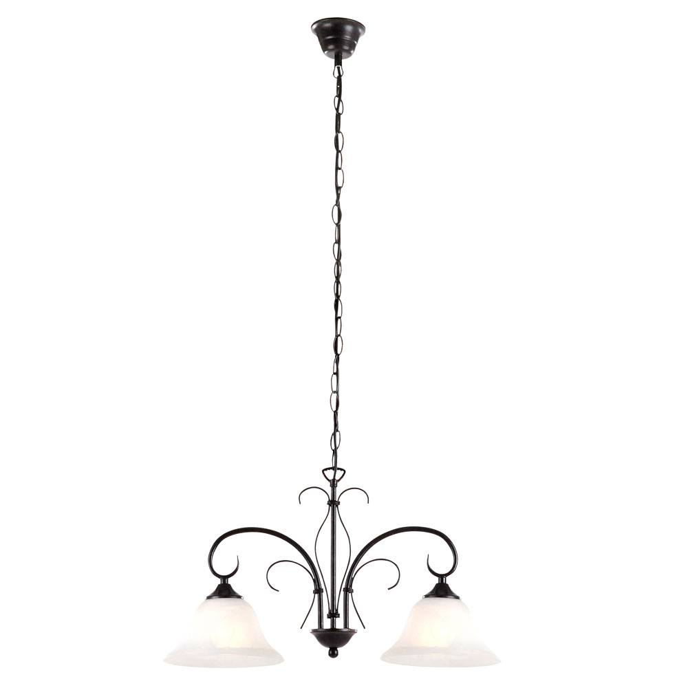 Retro Decken Pendel Leuchte rost Ess Zimmer Alabaster Optik Lampe im Set inkl. LED Leuchtmittel