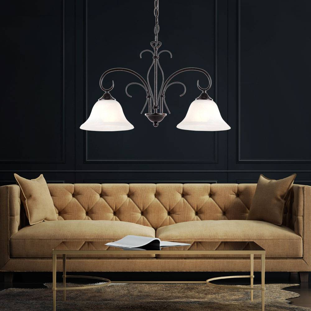 Retro Decken Pendel Leuchte rost Ess Zimmer Alabaster Optik Lampe im Set inkl. LED Leuchtmittel