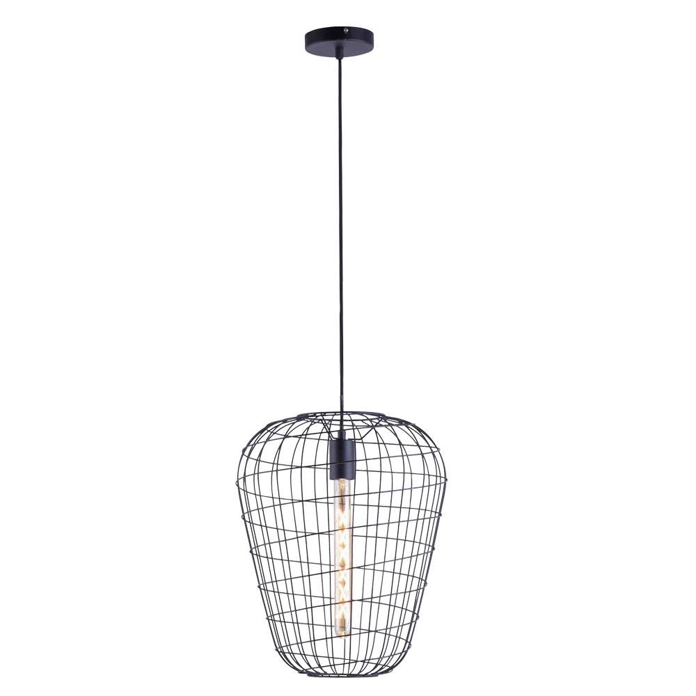 Pendellampe Hängeleuchte Käfig Esszimmer Hängelampe Pendelleuchte im Gitter Design, Metall schwarz, 1x E27, DxH 35x120 cm