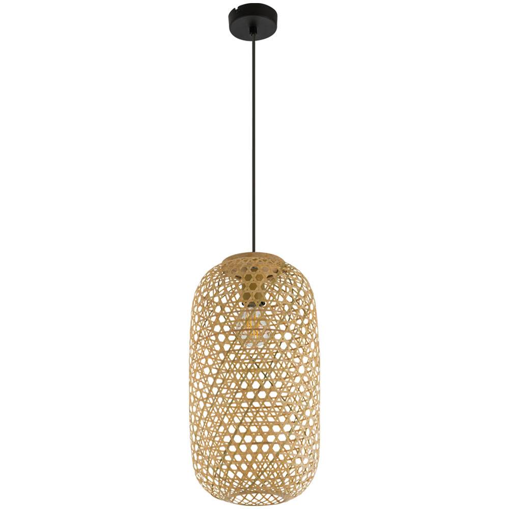 Geflecht Pendel Decken Leuchte FERNBEDIENUNG Bambus Lampe dimmbar im Set inkl. RGB LED Leuchtmittel