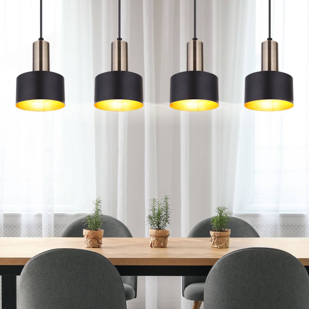 Design Decken Pendel Lampe SCHWARZ GOLD Wohn Ess Zimmer Beleuchtung Hänge Leuchte