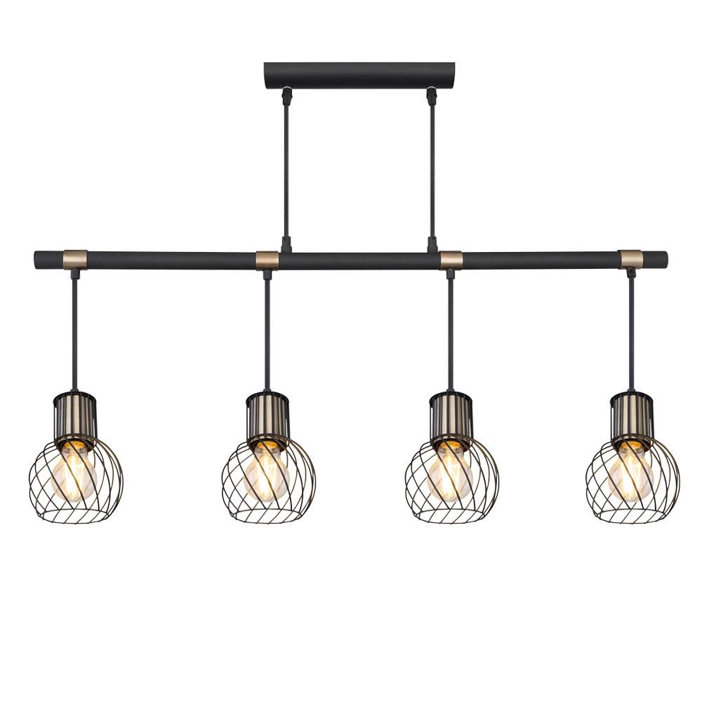 VINTAGE Pendel Decken Leuchte Balken Ess Zimmer Gitter Hänge Lampe SCHWARZ-GOLD