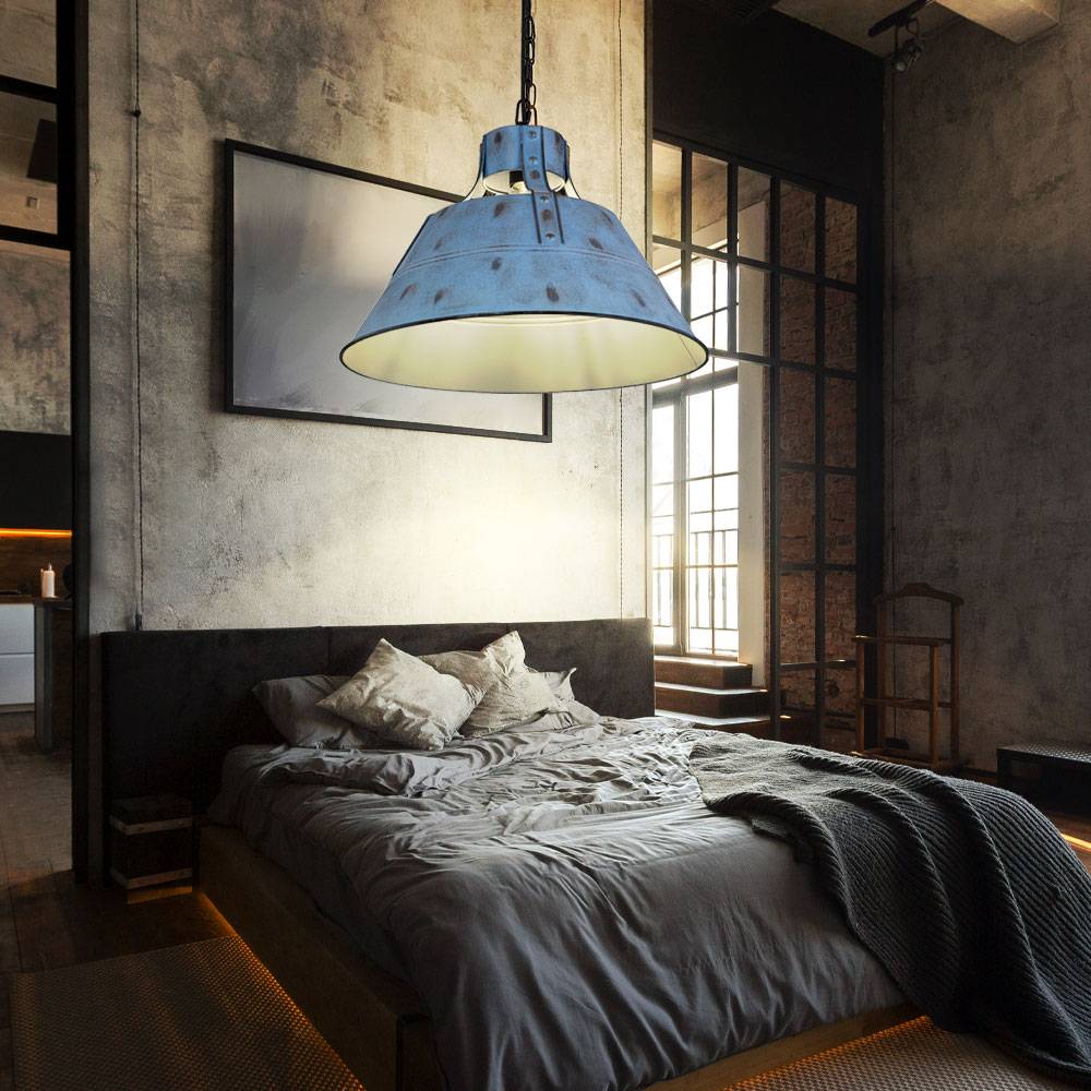 Decken Pendel Lampe Wohn Zimmer Industrie Design Hänge Leuchte blau im Set inkl. LED Leuchtmittel