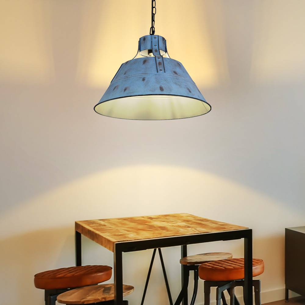 Decken Pendel Lampe Wohn Zimmer Industrie Design Hänge Leuchte blau im Set inkl. LED Leuchtmittel