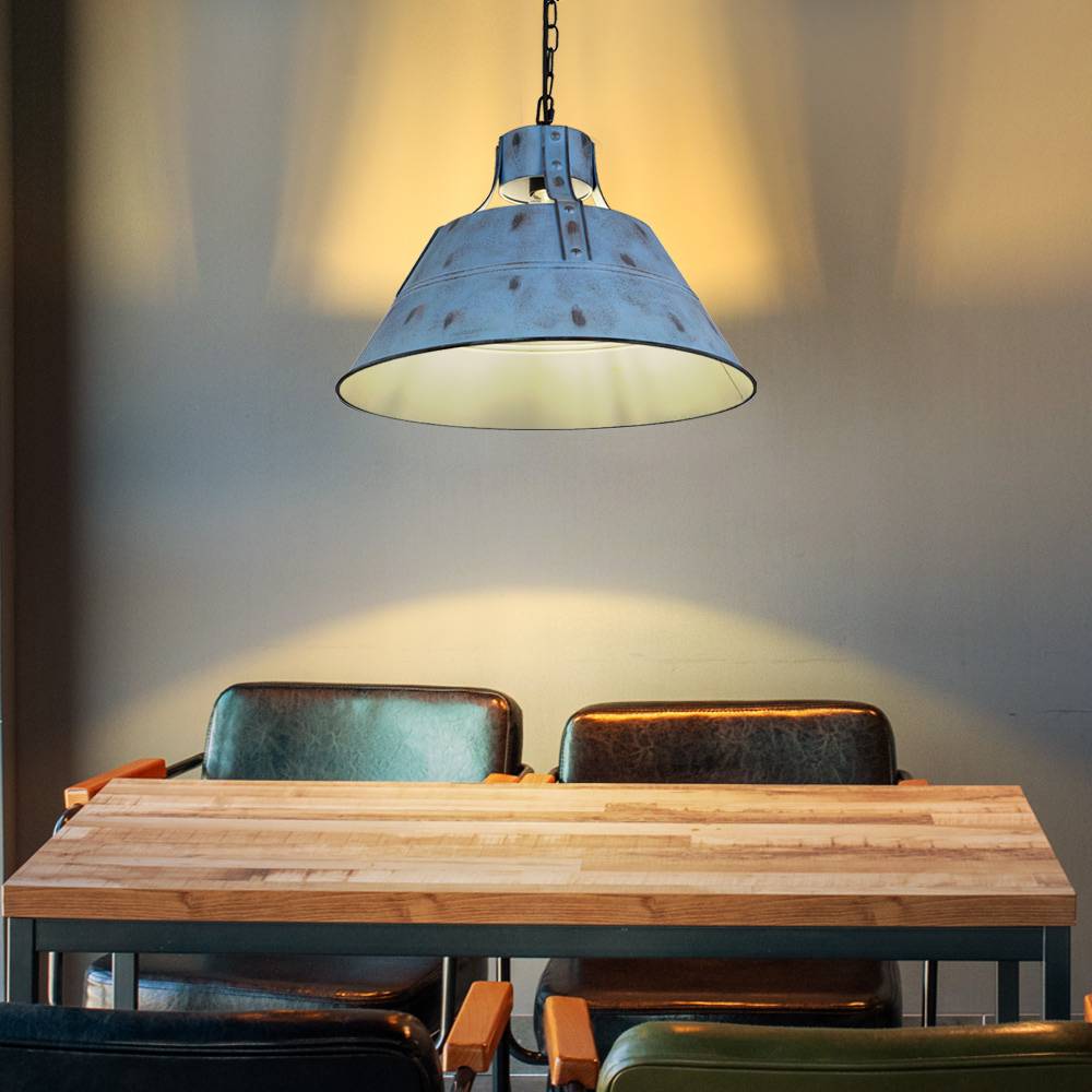 Decken Pendel Lampe Wohn Zimmer Industrie Design Hänge Leuchte blau im Set inkl. LED Leuchtmittel