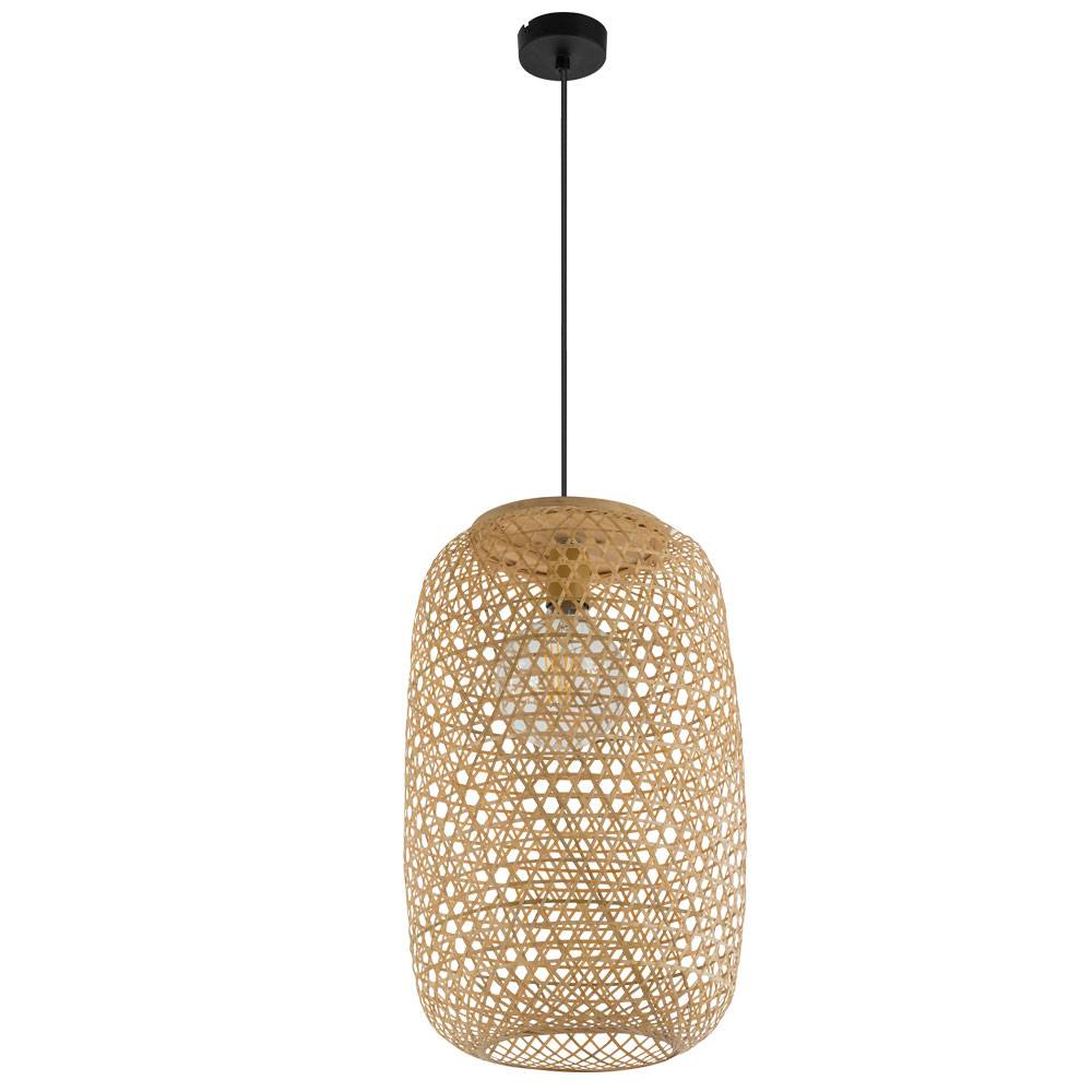 Hängeleuchte Bambus Pendelleuchte Geflecht Esszimmerleuchte hängend, natur, 1x E27 Fassung, DxH 31x135 cm