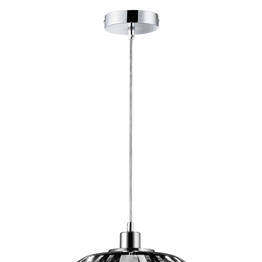 Decken Pendelleuchte mit Kugel Lampenschirm Chrom Design Hängeleuchte, 1x E27, IP20, Durchmesser x Höhe 40 x 150 cm, Wohnzimmer Schlafzimmer