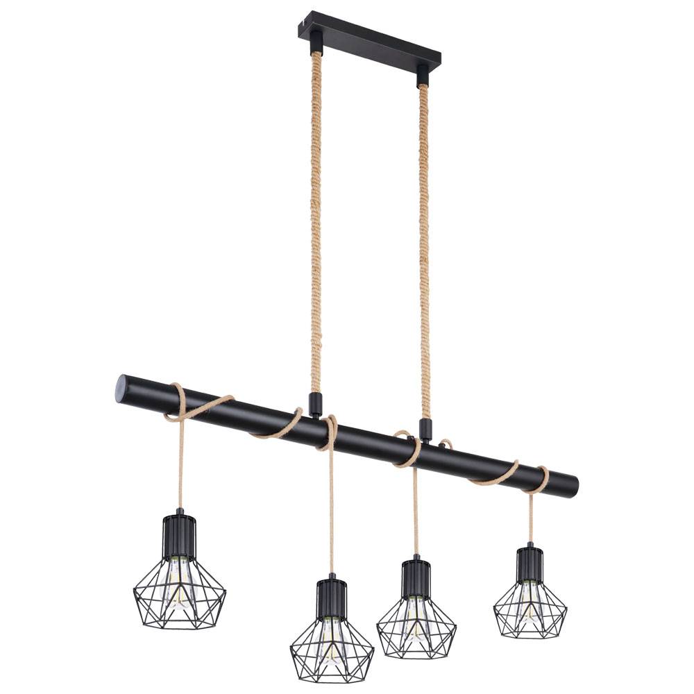 Käfig Hänge Decken Leuchte FERNBEDIENUNG Hanfseil Lampe dimmbar im Set inkl. RGB LED Leuchtmittel