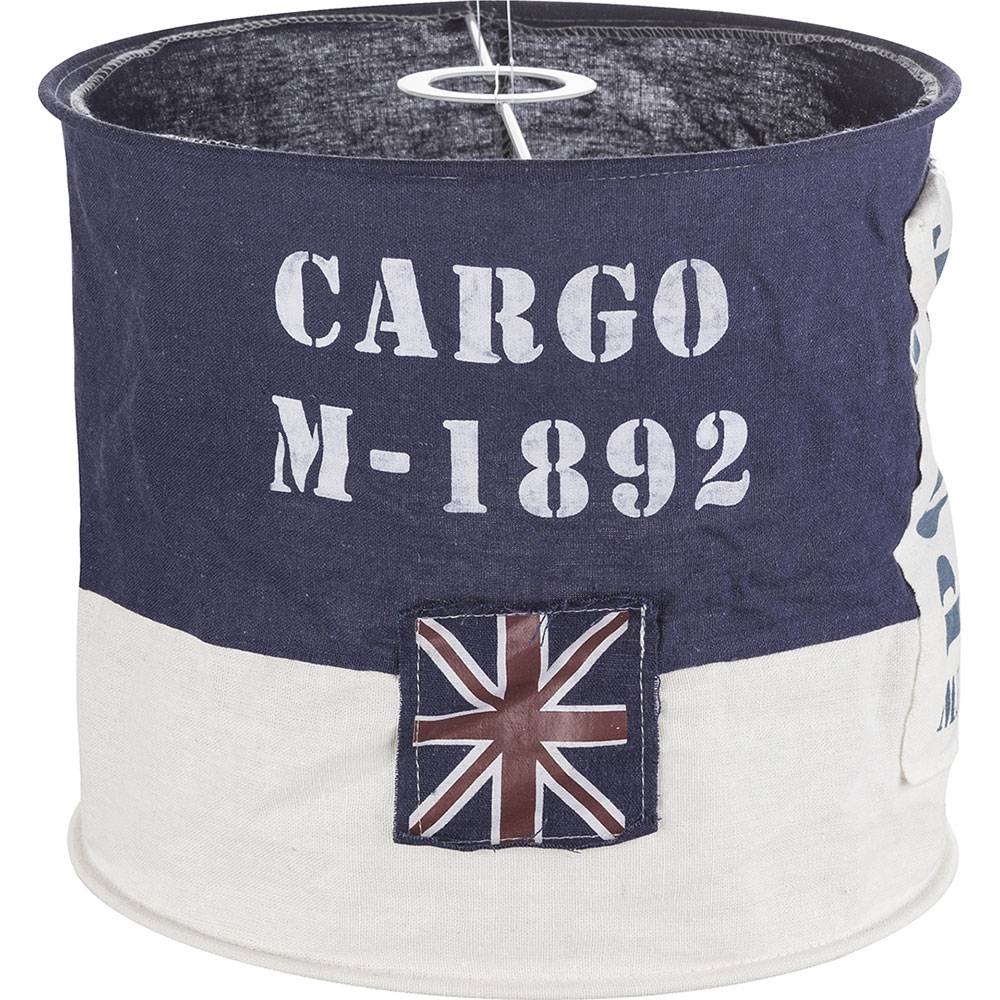 Hängeleuchte Pendellampe Schirmleuchte Innenlampe Textil Schirm, blau, weiß, Schriftzug, Fahne, Küchen Beleuchtung x H 28 x 26 cm