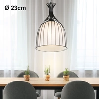 Pendelleuchte schwarz Flur Hängelampe Glas Esszimmer Deckenlicht schwarz, Käfig Design opal weiß, 1x E27, DxH 23 x 150 cm Pendelleuchte schwarz Flur Hängelampe Glas Esszimmer Deckenlicht schwarz, Käfig Design opal weiß, 1x E27, DxH 23 x 150 cm