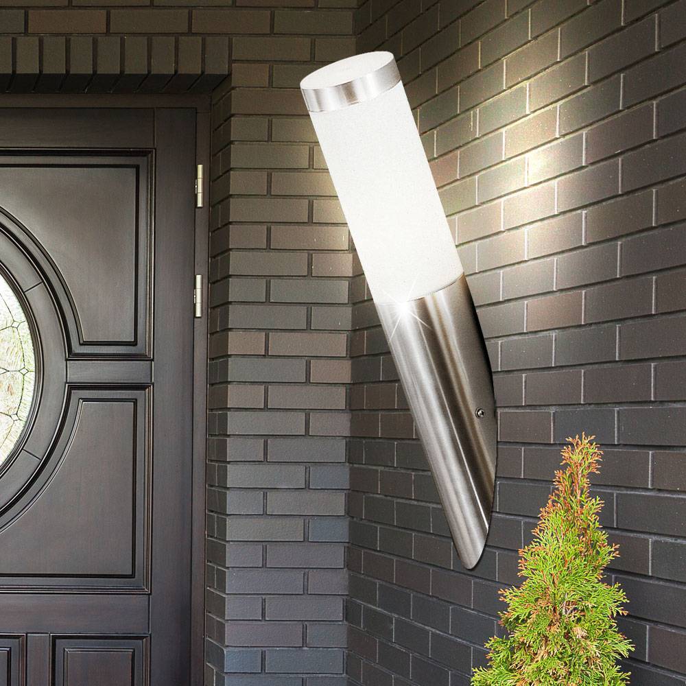 Wandleuchte aussen Edelstahl Gartenlampe Wand Wandlampe Modern, Fackel Optik, 1x E27,DxH 7,6x40 cm