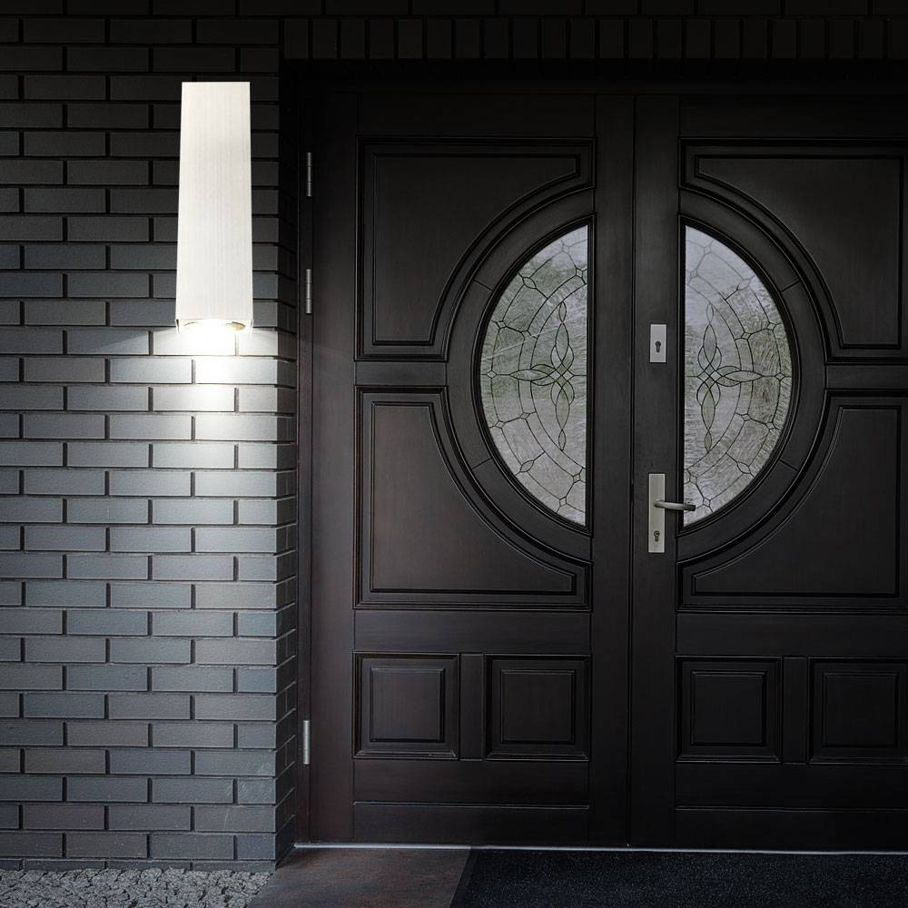 Außenleuchte Edelstahl Wandlampe Außenwandleuchte silber Gartenlampe, Downstrahler, 1x E27, BxH 30x7,5 cm