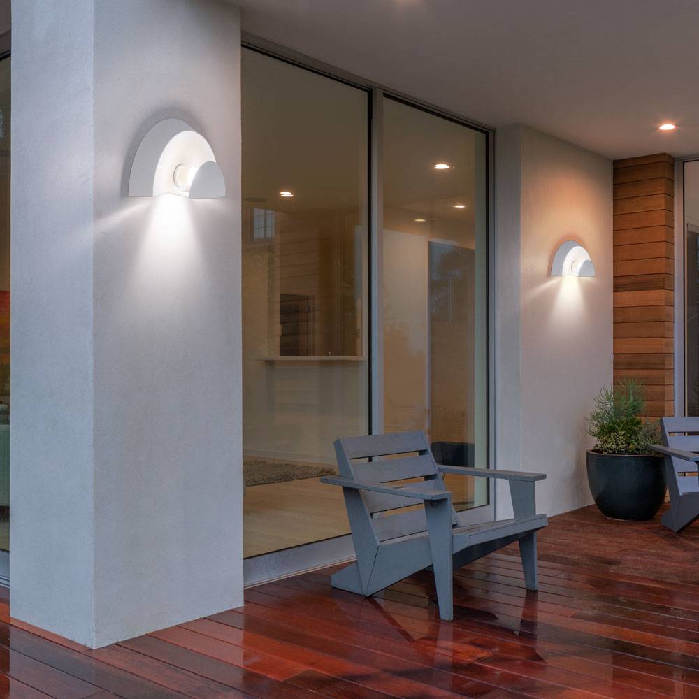 Wandleuchte Wandlampe Außenleuchte Hauswand, Wetterfest IP44, Stahl verzinkt Glas weiß, 1x LED 3W 280Lm 3000K, LxHxT 28x14x10,5cm, 2er Set