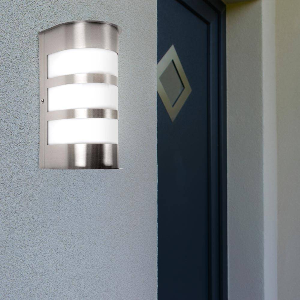 Wandleuchte Garten Außenbeleuchtung Edelstahl Fassadenlampe silber im Set inkl. LED Leuchtmittel