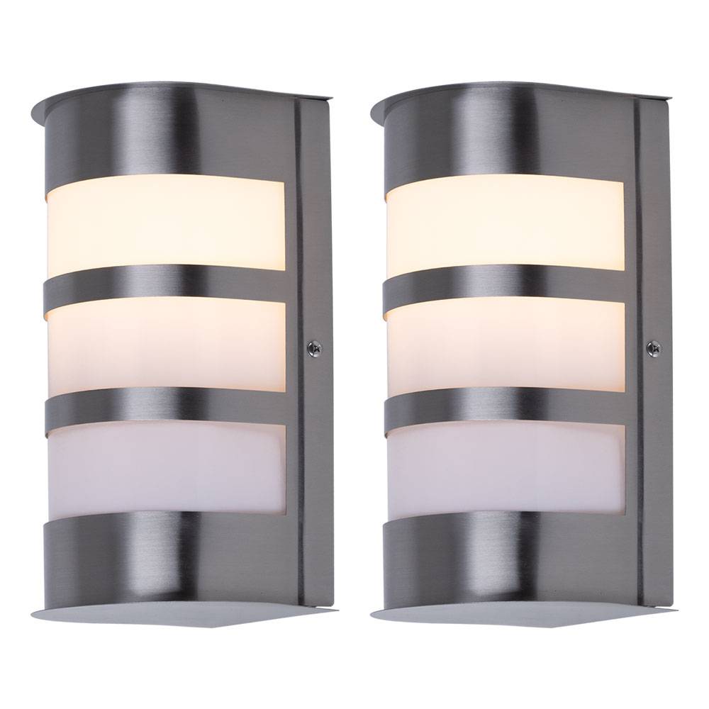 2er Set Außen Leuchten Edelstahl Haus Wand Lampen Hof Einfahrt Strahler IP44