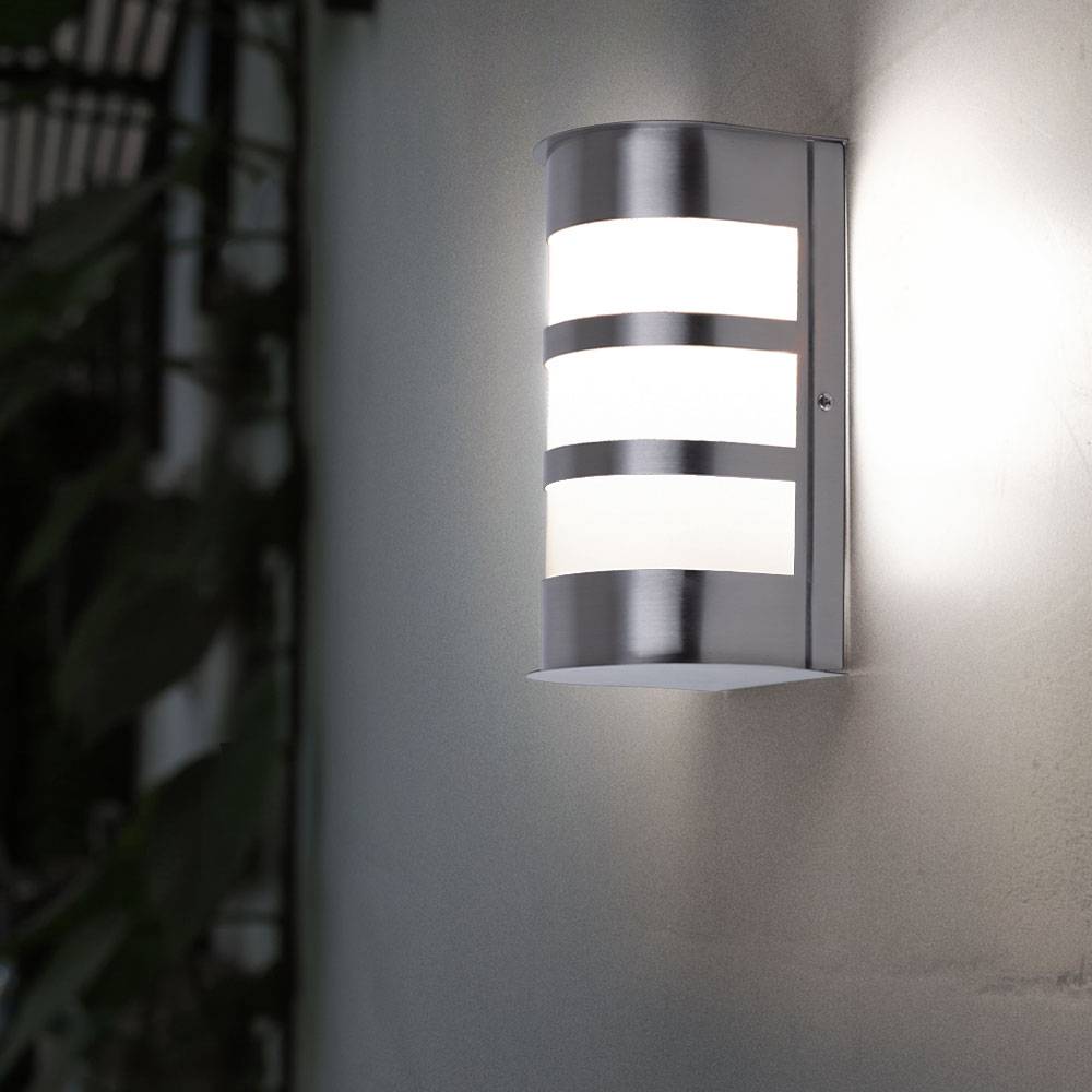 2er Set Außen Leuchten Edelstahl Haus Wand Lampen Hof Einfahrt Strahler IP44