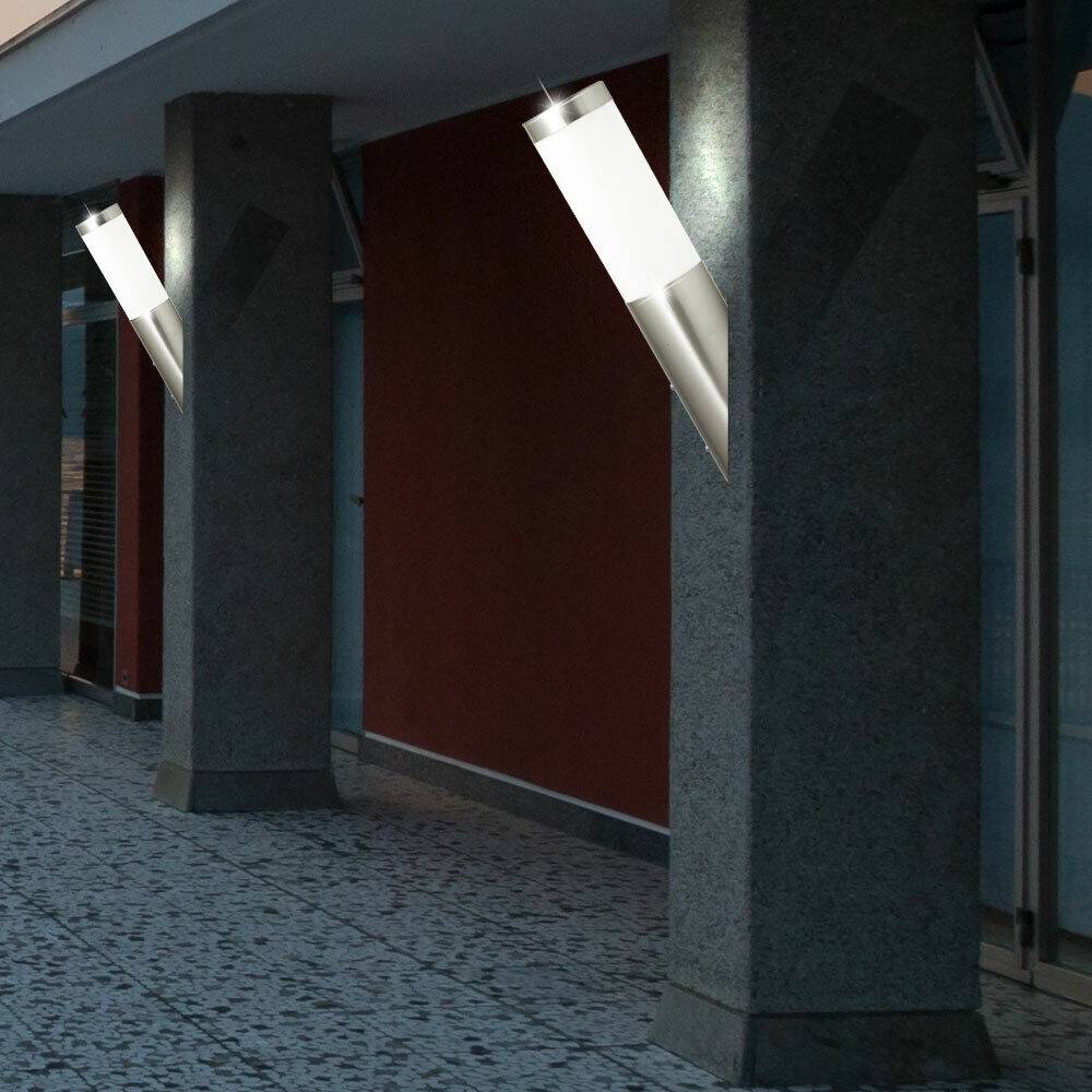 2er Set Außen Wand Leuchten Fassaden Beleuchtung Edelstahl Fackel Lampen inkl. LED Leuchtmittel